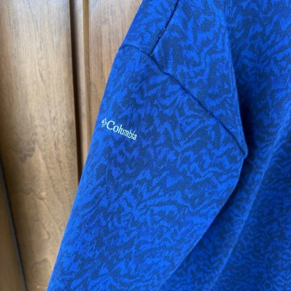 Columbia Woman’s Lodge Funnel Pullover Blue & Black Fleece Lined Size Large Cowl - Picture 3 of 6